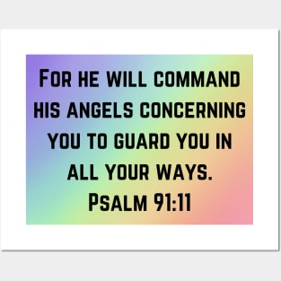 Bible Verse Psalm 91:11 Posters and Art